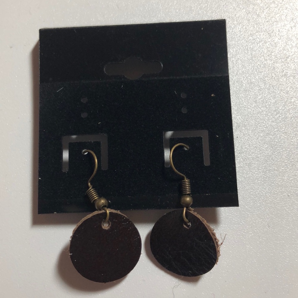 Custom made Genuine Brown Leather Earrings